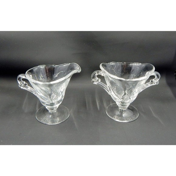 Heisey Waverly Mini Footed Individual Creamer and Open Sugar 3 Inch - Picture 3 of 8